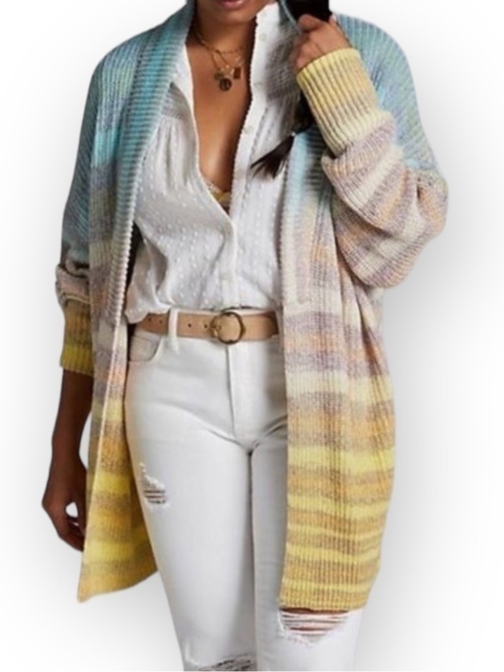 Anthropologie Pilcro Space Dyed Open-Front Knit Cardigan
